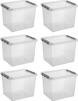 Produktbild von Sonnenwaren Q -Line Storage Box transparent/grau 52 Liter - Set von 6 Teilen