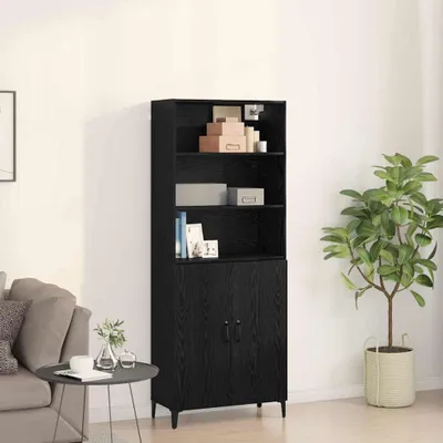 Obrázek produktu pro vidaXL Vysoká skříňka, černá, vzhled dubu, 69,5 x 32,5 x 180 cm
