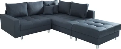 Produktbild von riess-ambiente Moderne Wohnlandschaft KENT 220cm anthrazit Ecksofa Federkern inkl. Hocker und Kissen Sofa Couch Eckcouch Ecksofa