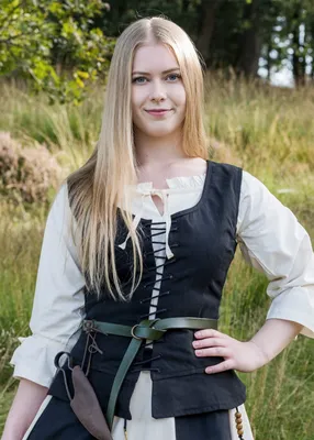 Produktbild von Mittelalter Korsage Tilda, schwarz aus Baumwolle - Mieder Corsage - Mittelalterkleidung Damen Größe: M