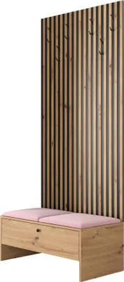 Produktbild von MIRJAN24 Garderoben-Set Balma IV, Unterschrank mit Lamellen, 2x Gepolstertes Paneel 42x42 (Farbe: Artisan Eiche / Artisan eiche + Schwarz, Manila 09)