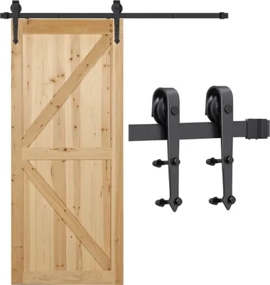 Produktbild von Yaheetech 183 cm Schiebetürbeschlag Set Laufschienen für Schiebetür Schiebetürsystem Zubehörteil mit Schienensplei