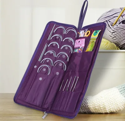 Image de Set d'outils à tricoter,Set d'outils pour crochet,Aiguille à tricoter,Set d'outils pour aiguilles,Aiguilles à tricoter droites et circulaires,Outils de couture et de broderie