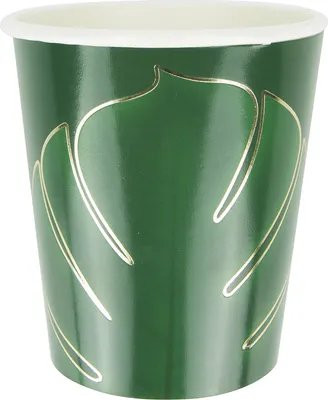 Image de Gobelets en carton Vaisselle jetable Feuilles de jungle 8 pièces 200 ml - taille unique