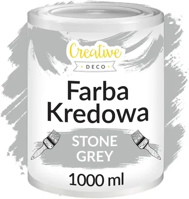 Zdjęcie produktu dla Creative Deco Farba Kredowa 1000 ml | Matowa i Zmywalna | Szary | Idealna do renowacji mebli, decoupage’u i dekoracji