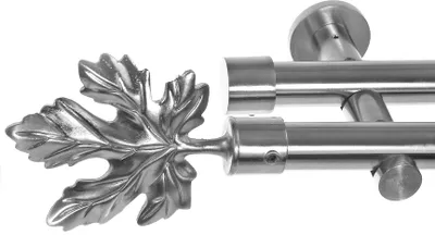 Produktbild von Gardinenstange mit Wandhalterung I Metall Edelstahl Look 2-läufig I Ø20mm I H41
