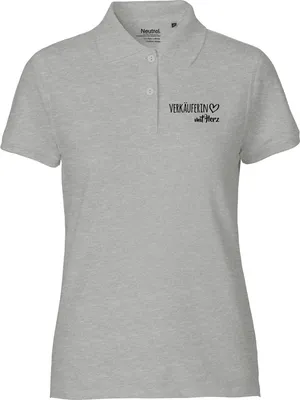 Produktbild von Huuraa Damen Polo Shirt Verkäuferin mit Herz XS Sport Grey Bio Baumwolle Fairtrade Poloshirt Geschenkidee