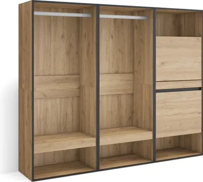 Produktbild von Offener Kleiderschrank, 180x35x145 cm, Für Schlafzimmer, Zimmer, Schuhschrank, Eiche