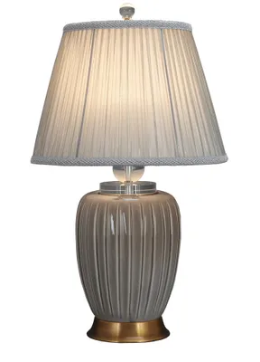 Produktbild von Fine Asianliving Chinesische Tischlampe Porzellan mit Lampenschirm E27 Orientalische Tischleuchte Keramik Nachttischlampen Schlafzimmer Wohnzimmer