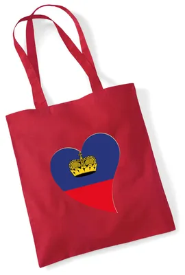 Produktbild von Huuraa Jutebeutel Liechtenstein Flagge Herz 10 Liter Classic Red Baumwolle Tasche Geschenkidee
