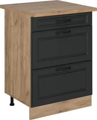 Produktbild von Küchenunterschrank Vicco R-Line Anthrazit Landhaus 60 cm mit Schubladen, AP Eiche, Model 54095