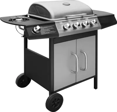 Produktbild von vidaXL Gasgrill 4+1 Flammen Schwarz und Silbern
