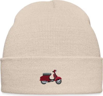 Produktbild von Spreadshirt Motorroller Stickerei Bestickte Wintermütze, One size, Beige