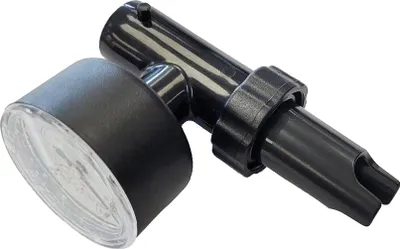 A black manometer for an air tent.