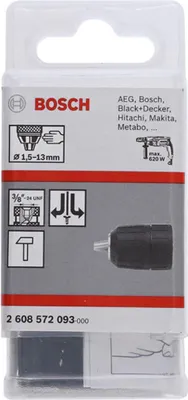 Obrázek produktu pro Rychloupínací sklíčidlo Bosch do 13 mm, 1,5 až 13 mm, 3/8 až 24 - 2608572093