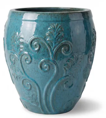 Produktbild von Blumenkübel groß Provencelia GAIA, Keramik, winterfest, Stahlblau, Ø53 x H57 cm, 58 l
