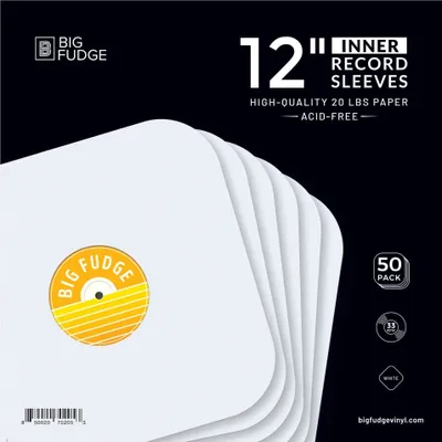 Produktbild von Big Fudge Schallplatten Innenhüllen - 12" x 50 STK. - Schweres & Säurefreies Papier Vinyl LP Hüllen - Antistatische Plattenhüllen für Deine LPs &