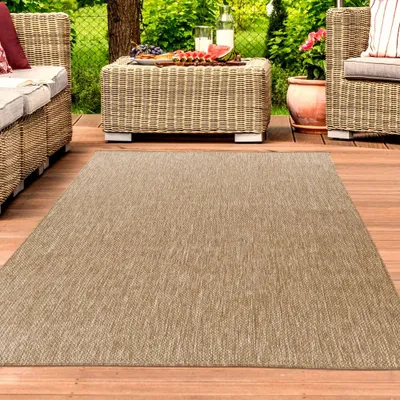 Image de Tapis d'intérieur et d'extérieur intemporel, résistant aux intempéries et facile d'entretien, beige Taille - 160 x 220 cm
