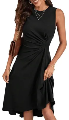 Imagen del producto de Vestido midi sin mangas con falda plisada, ideal para fiestas