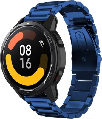 Produktbild von Strap-it Stahlarmband - Kompatibel mit Xiaomi Watch S1 Armband Ersatzarmband Edelstahl - Gliederarmband mit Faltschließe - Hochwertiges Material - für Smartwatch 22mm Armband Blau