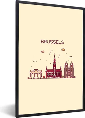 Produktbild von MuchoWow® Gerahmtes Poster Brüssel - Belgien - Skyline 20x30 cm - Poster mit Schwarzem Bilderrahmen Wandposter Rahmen Foto Bilder - Drucken - Bilder Poster im Rahmen