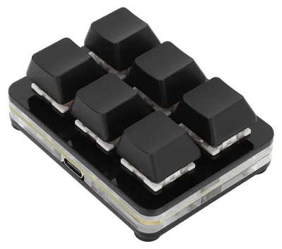 Obrázek produktu pro 6-tlačítková RGB mechanická klávesnice - USB mini programovatelná makra - Kompaktní design - Herní klávesnice - Pro PC - Černá