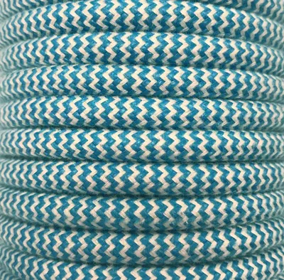 Textilkabel Zickzack 25 m, blau, aus Baumwolle