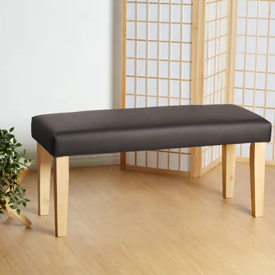 Image de Banc Rembourré Brun Tabouret de lit rembourré  avec côté en Cuir Synthétique Banc en Bois 103 cm