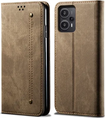 Produktbild von Xiaomi Poco F5 Hülle, Leder Brieftasche Flip Bookstyle Schutzhülle mit Standfunktion für Xiaomi Poco F5 / Redmi Note 12 Turbo Khaki