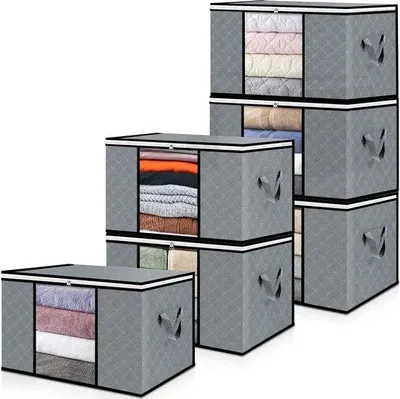 Obrázek produktu pro 6dílná sada organizérů, 90 l, šedá/černá, úložný box pod postel