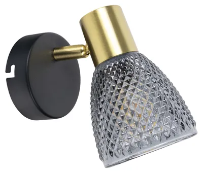 Obrázek produktu pro Bodová světla - 1. bodové světlo "LINDITA" pro montáž na stěnu nebo strop, délka: 16,5 cm, reflektor v retro stylu, vyrobeno z kovu a skla, barva: černá, rozměry: 16,5 x 8,5 x 14 cm, patice: E14