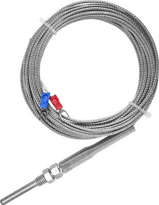 Obrázok produktu pre Termočlánok so závitom M8 typ K 30 mm sonda teplotný snímač drôt 0-400 ℃ (5 m)