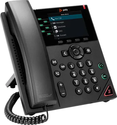 Produktbild von HP Poly VVX 350 IP Telefon mit 6 Leitungen und PoE-fähig, IP-Telefon, Schwarz, Kabelgebundenes Mobilteil, 6 Zeilen, LCD, 8,89 cm (3.5")