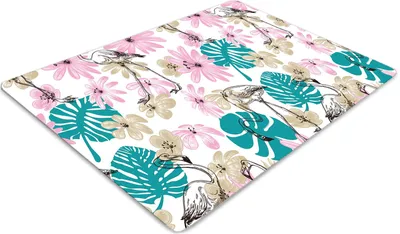 Obrázok produktu pre Podlahová ochranná podložka - Ochranná podložka pod stoličku - Podlahová podložka - 120x90 cm - Maľované plameniaky.