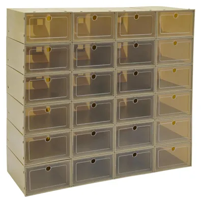 Immagine prodotto di Scatole per scarpe, confezione da 24 - Contenitori per scarpe - Impilabili - Pieghevoli - 33×23×14 cm - Plastica PP/HIPS - Fori di aerazione - Verde avocado