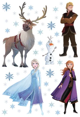 Immagine prodotto di Adesivo murale Disney Frozen blu, marrone e viola - 600115 - 42,5 x 65 cm