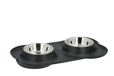 Produktbild von maxxpro Futternäpfe für Haustiere mit Plateau - 2 x 170 ML - 36 x 21 x 3 CM - Edelstahl und Kunststoff