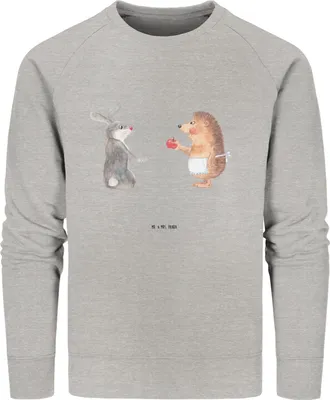 Produktbild von Mr. & Mrs. Panda Nachhaltiger Pullover Hase Igel Größe M - Heather Grey - Geschenk, Baumwoll, Sweater, Lustige Sprüche, Sweatshirt, Trösten, Pulli, Herzschmerz, und, Bio