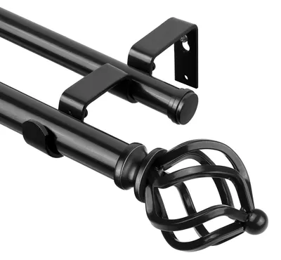 Produktbild von Verstellbare Doppelte Gardinenstange 182-365cm - Metall Gardinenstange zur Wandmontage