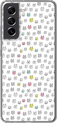 Produktbild von MuchoWow® Handyhülle Schutzhülle Hülle für Telefoonhoesje Samsung Galaxy S21 FE Mädchen - Katze - Haustiere - Muster - Mädchen - Kinder - Kinder Silikon Softcase Handy Hülle - Mobiltelefonhülle