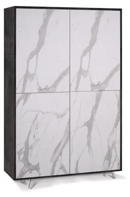 Immagine prodotto di Mobile Multiuso 4 Ante 107x169x41 cm Ossido Nero/Marmo Calacatta