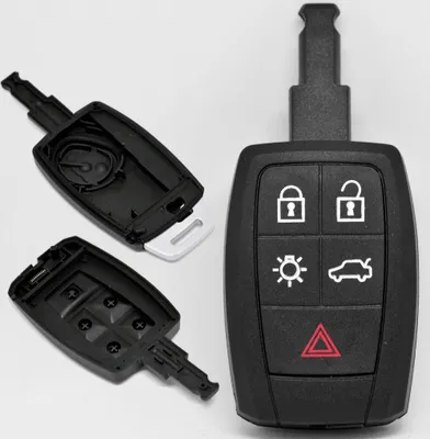 Produktbild von Auto Schlüssel Funk Fernbedienung 1x Gehäuse 5 Tasten + 1x Notschlüssel Rohling kompatibel mit Volvo