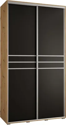 Produktbild von MEBLE KRYSPOL Cannes 10 Schrank mit 2 Schiebetüren - 205,2x130x45 cm - Artisan Schwarz Silber