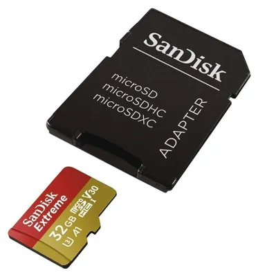 Produktbild von SanDisk Extreme - Flash-Speicherkarte (microSDHC/SD-Adapter inbegriffen) - 32 GB - A1 / Video Class V30 / UHS-I U3 - microSDHC UHS-I