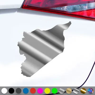 Produktbild von PantherPixel Syrien Aufkleber Umriss Karte Kontur Syria Sticker Auto Geschenkidee Farbe Chrom-Silber