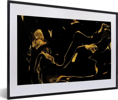 Produktbild von MuchoWow® Gerahmtes Poster Muster - Gold - Schwarz 60x40 cm - Poster mit Schwarzem Bilderrahmen Wandposter Rahmen Foto Bilder - Schlafzimmer - Plakat in Rahmen - Drucken