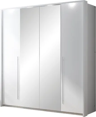 Produktbild von Furniture24 Kleiderschrank 209x219x65 cm BREMA 210 Falltürenschrank 4 Türen Schrank Schlafzimmer Weiß matt