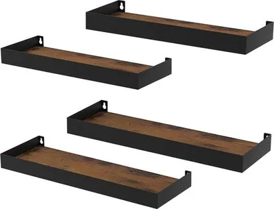 Produktbild von Famanu Wandregal Set 4 rustikale, schwebende Regale für Holzdekor - Schlafzimmer, Wohnzimmer, Küche