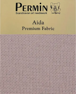 Produktbild von Permin Precut 16 ct. Aida 355 Farbe 280 Staubiges Rosa, Handarbeitsstoff für Kreuzstich 43x50 cm