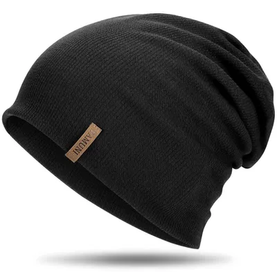 Obrázek produktu pro Čepice Slouch Beanie, dámská/pánská, pletená, elastická, měkká, pohodlná, klasický střih, černá